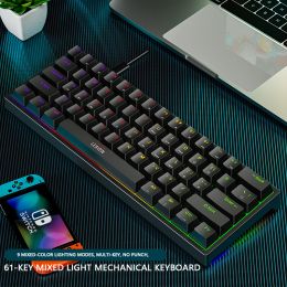 Claviers K620 MINI GAMING MECANICAL Clavier 61 touches RGB Hotswap Typec Gaming Wired Keyboard PBT KEycaps 60% Ergonomics Keyboards