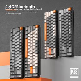 Toetsenborden K68 Toetsenbord Gaming Mechanisch 2 4G Draadloos BT Bluetooth Computer Gamer Keycaps 230706