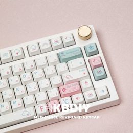 Teclados KBDiy 132 teclas japonesas PBT Keycap XDA Profile DYE-SUB Cute Pink Keycaps para teclado mecánico DIY personalizado 61 84 64 68 108 Set T230215