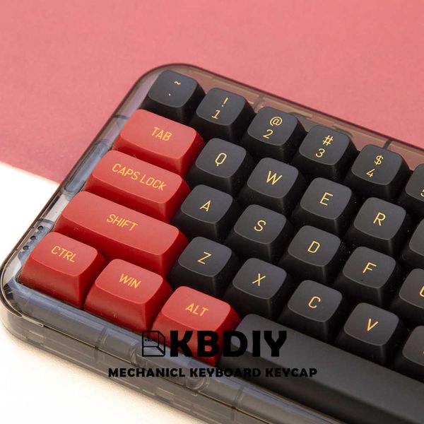 Teclados KBDiy 150 teclas / Set CSA Profile PBT Keycap Black Red DYE-SUB Key Caps para Custom DIY Mechanical Keyboard Gaming Keycaps MX Switch T230215