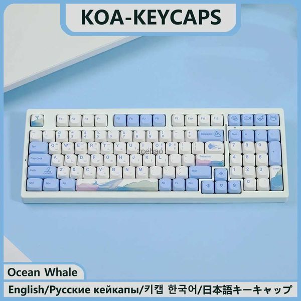 Teclados KBDiy KOA Keycaps Ocean Whale PBT Keycap Similar MOA 7u MAC ISO Japonés Coreano Ruso 135 Teclas/Juego para teclado mecánico KITL240105