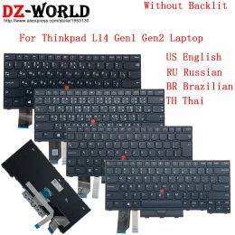 Toetsenboards toetsenbord voor Lenovo ThinkPad L14 Gen1 Gen2 G1 G2 Laptop US English Br Braziliaans RU RUS TH THAI 5N20W67688 5N20W67656