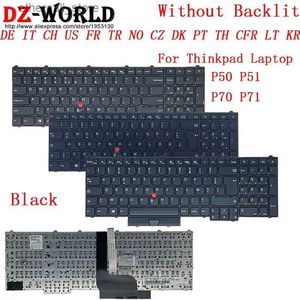 Toetsenborden Toetsenbord voor Lenovo Thinkpad P50 P70 P51 P71 Laptop DE GR IT CH SWS US FR TR GEEN CZ DK PT TH CFR LT KR Azerty Qwertz Q231121