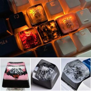 Toetsenborden Toetsenborden 1 stuk Handgemaakte harsdruppellijm Snow Mountain Keycap Cherry Blossom Transparant Cross Shaft ESC Game Mechanisch toetsenbord Keycap YQ240123