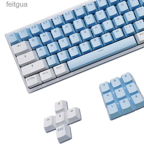 Teclados Teclados Teclas PBT blancas y azules de 104 teclas, teclas con retroiluminación de doble disparo de perfil OEM para teclado mecánico Cherry MX Gateron Switch Gamer YQ240123