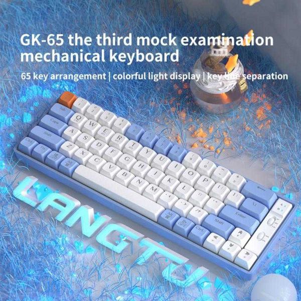 Claviers Claviers 2023 nouveau clavier mécanique sans fil à trois modes Langtu GK65 2.4G 65 touches clavier de joueur PC accessoires de jeu PC échangeables à chaud