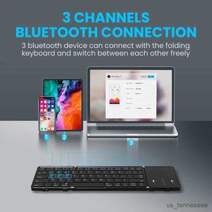 Toetsenborden Toetsenborden Bluetooth-toetsenbord met touchpad Opvouwbaar draadloos toetsenbord Drievoudig slank ondersteuningsapparaat Oplaadbaar opvouwbaar toetsenbord R231109