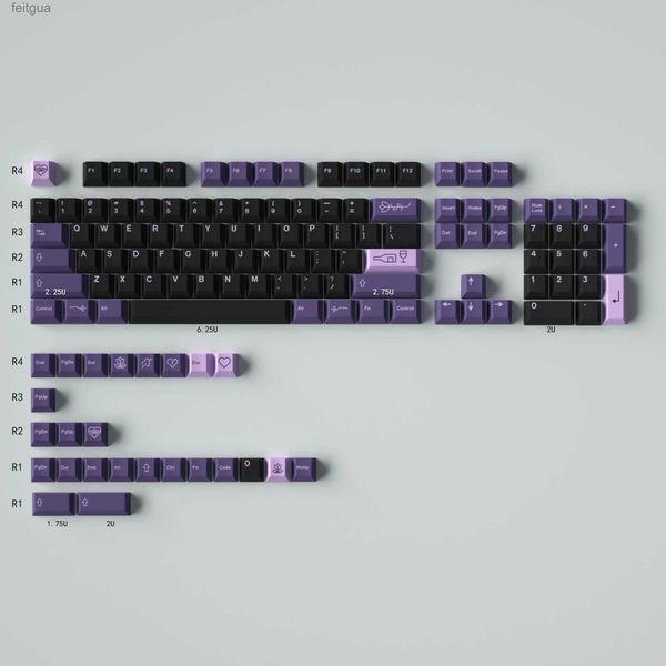 Teclados Teclados Teclas de teclado Bowz para GMK Tema de primer amor Perfil de cereza Teclas PBT Dye Sub Purple Teclas clonadas YQ240123