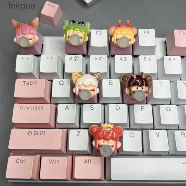 Claviers Claviers mignon dessin animé bulle Dragon fille Keycap personnalisé unique dessin animé Anime translucide axe croisé clavier mécanique Keycap YQ240123