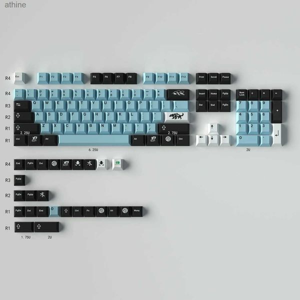 Teclados Teclados GMK MIZU Water Conjunto grande Cherry Profile PBT Keycap DYE-SUB Inglés Personalidad personalizada Keycaps para teclado mecánico Gaming 61 YQ240123