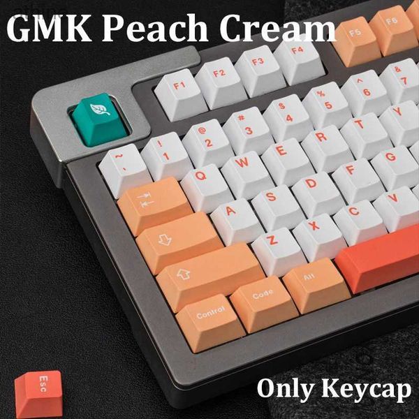 Teclados Teclados Gmk Peaches Cream Juego grande Perfil de cereza Pbt Keycap Dye-Sub Inglés Teclas de personalidad personalizadas para teclado mecánico 61/64/YQ240123