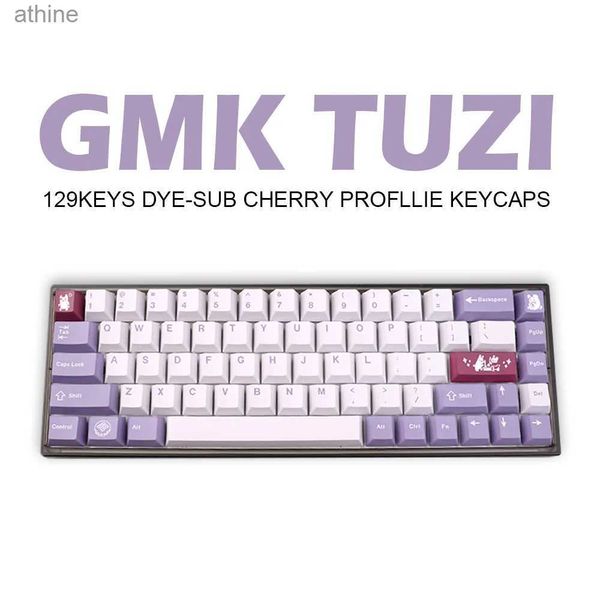 Teclados Teclados GMK Tuzi Juego grande Cherry Profile PBT Keycap DYE-SUB Teclas de personalidad personalizadas en inglés para teclado mecánico 61/64/68/75 YQ240123
