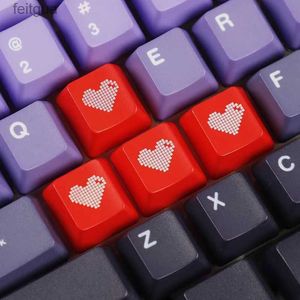 Toetsenborden Toetsenborden Red Pixel Heart Keycaps Set Esc Enter WASD Pijltjestoetsen voor mechanisch toetsenbord OEM-profiel ABS-materiaal Double Shot YQ240123