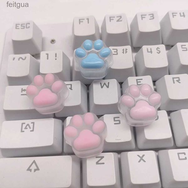 Claviers Claviers Silicone translucide patte de chat Anime Kawaii mignon personnalisé artisanal bricolage Cherry Mx à la main Keycap axe croisé clavier mécanique YQ240123