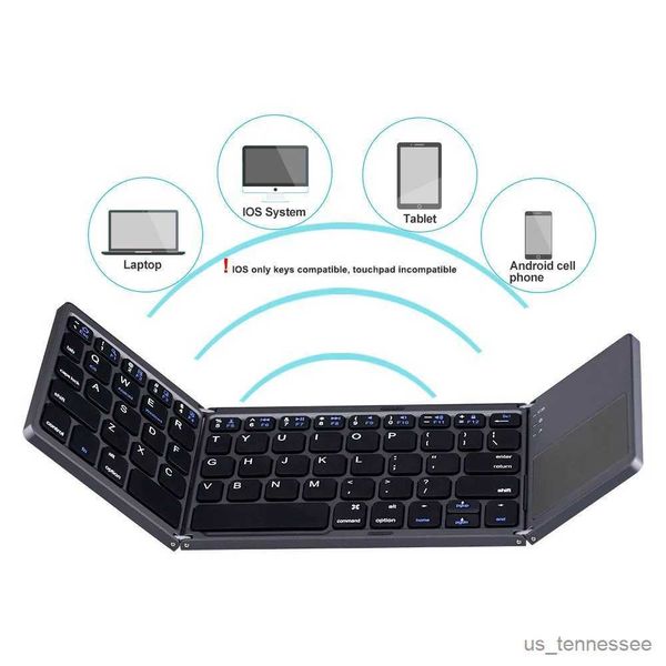 Teclados Teclados Teclado plegable delgado mini teclado inalámbrico plegable portátil con panel táctil de ratón para pc portátil android R231109