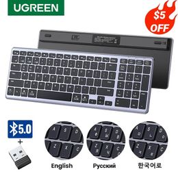 Toetsenborden toetsenborden Ugreen Keyboard Wireless Bluetooth 50 24G Russancoreanen 99 KeyCaps voor MacBook iPad PC Tablet USB C oplaadbaar 23082
