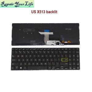 Claviers ordinateur portable Backlit Us Anglais Hébreu Clavier pour Asus Vivobook X513 M513 K513 X513EA X513EP X513EQ X513IA M513UA M513IA F124US00