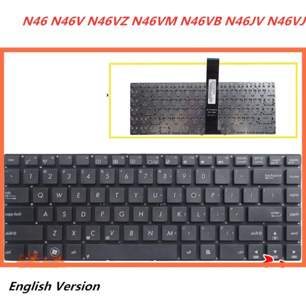 Teclados laptop en inglés teclado para asus n46 n46v n46vz n46vm n46vb n46jv n46vj cuaderno de reemplazo teclado de diseño de reemplazo