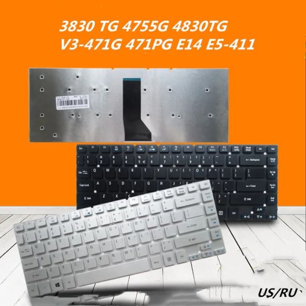 Teclados laptop Inglesia Rusia Teclado para Acer 3830 TG 4755G 4830TG V3471G 471pg E14 E5411 Teclado de diseño de reemplazo de cuaderno