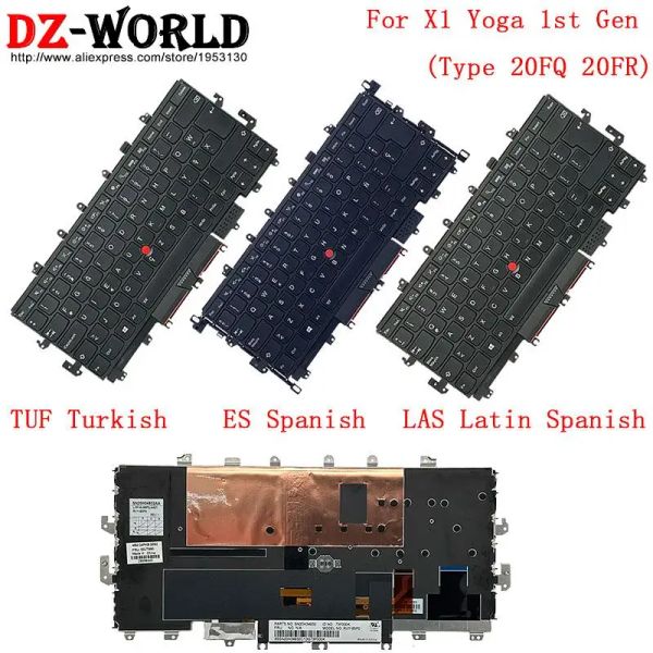 Teclados LAS LATIN SP Spanish Tuf Turkish Backlight Keyboard para Lenovo ThinkPad X1 Yoga 1st Gen Laptop 01AW900 00JT871 01AW950 01AW935