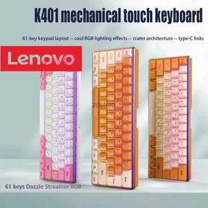Toetsenborden Lenovo K401 Bedraad gamingtoetsenbord RGB verlicht toetsenbord Mechanisch gevoel 61 toetsen Conflictvrij Type-C-interface Laptop DesktopL240105