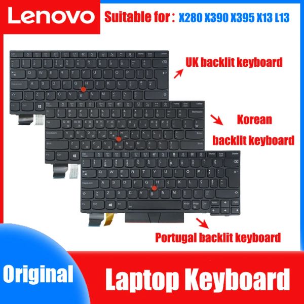 Teclados Lenovo ThinkPad X280 A285KEKLEY X390 X395 X13 L13 Teclado de cuaderno original UK Portugal Corea 01yp160 01yp040