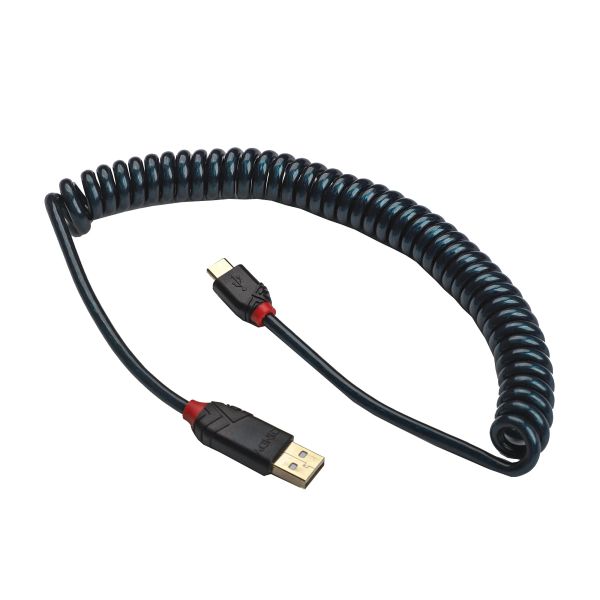 Claviers Lindy Type A à C Câble USB de haute qualité Ligne de données durable 2 mètres Câble ressort enroulé pour le clavier mécanique GMMK