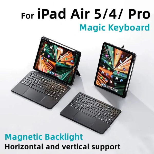 Teclados Teclado mágico para iPad Pro 11 12.9 4th Air 5th 10.9 pulgadas 3ra generación 10.2 9th 8th 7th 10.5 2022 2021 Touchpad Bluetooth Case