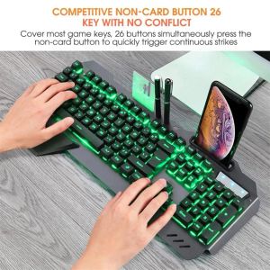 Toetsenboards Mechanisch gaming toetsenbord bedraad computertoetsenbord met RGB kleurrijke toetsenbord voor achtergrondverlichting voor laptop -pc -gamer