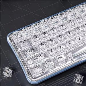 Toetsenborden Mechanisch toetsenbord CBSA-profiel PC-keycap Clear Crystal Backlit RGB Aangepaste ISO-indeling 132 toetsen Transparante PC-sleutelkappen Iceberg 231130