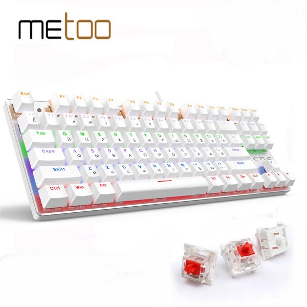 Claviers METOO 87 / 104keys Filaire Gaming Mécanique Clavier Russe / Espagnol LED Rétro-Éclairage Pour Gamer Ordinateur Portable T230215