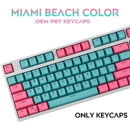 Claviers Miami Beach Color 104/87 touches Double Shot PBT Keycap rétro-éclairage anglais personnalisé personnalité Keycaps pour clavier mécanique