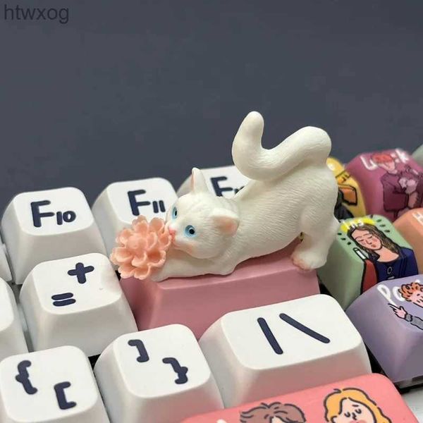 Claviers MiFuny mignon fleur chat Keycaps à la main jeu clavier Cap Backspace2.25U dessin animé KeyCap mécanique clavier accessoires cadeau YQ240123