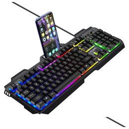 Claviers Milang T806 Metal Iron Plate Manipator Feel Game Keyboard Mouse Set Wired Colorf Luminal Floating Keycap Gaming Accessoires Otzlp