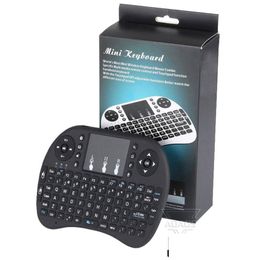 Teclados mini rii i8 teclado inalámbrico 2.4g Control remoto del mouse de aire inglés Toucad para Smart Android TV Box Notebook Tablet PC Drop Ot2Jy