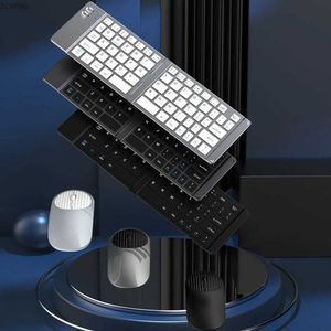 Teclados mini teclado plegable inalámbrico mouse Bluetooth compatible con el soporte de tableta de teclado inalámbrico de teclado 3-modo Carga 2.4GL2404