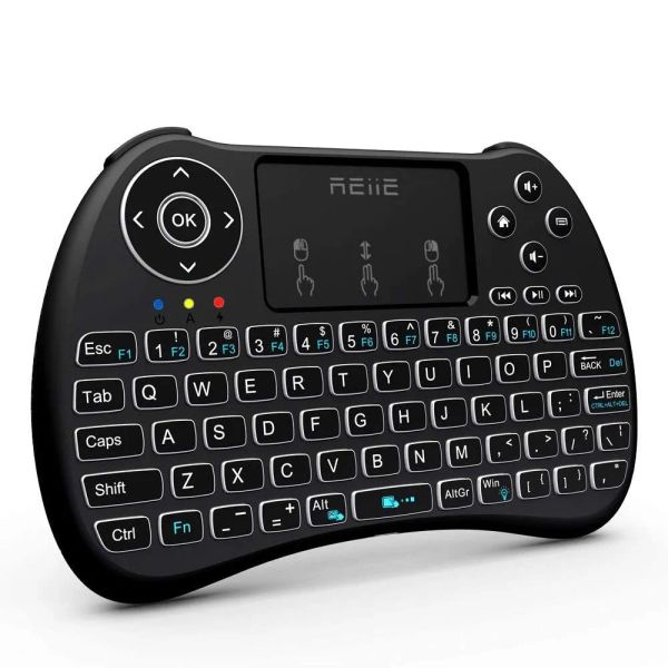 Claviers Mini Keyboard sans fil avec touche de souris TouchPad Combo QWERTY KEYPAD, Remote de clavier à main rechargeable pour Smart TV, Android TV Box