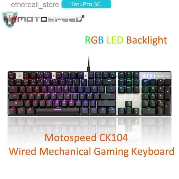 Claviers Motospeed CK104 clavier de jeu mécanique filaire 104 touches RGB LED rétro-éclairage rouge/bleu commutateur e-sports ordinateur de bureau ordinateur portable Q231121