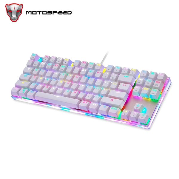 Claviers Motospeed K87S clavier mécanique de jeu LED avec rétro-éclairage rvb USB filaire 87 touches rouge bleu commutateur pour PC ordinateur portable Gamer 231130