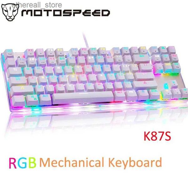 Teclados Motospeed K87S RGB con cable mecánico anti-fantasma teclado para juegos 87 teclas interruptor rojo/azul retroiluminación LED E-Sports PC portátil Gamer Q231121