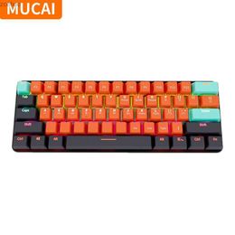 Toetsenboards MUCAI 61 Key RGB Mechanisch toetsenbord USB Wired LED LED -verlichte Axis Gaming Mechanisch toetsenbord voor Mac Android Windowl2404