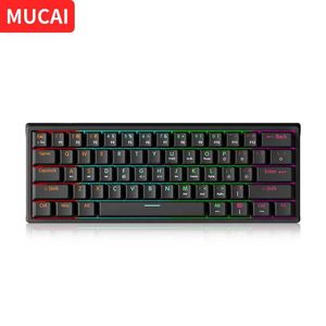 Claviers MUCAI MK61 USB Gaming Mechanical Keyboard Red Switch 61 Touches Filaire Câble détachable RVB Rétro-éclairé Hot SwappableL240105