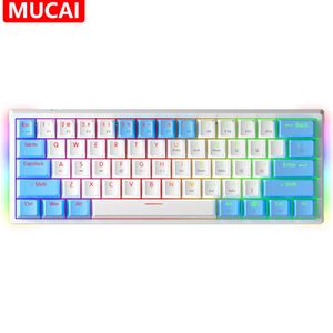 Claviers MUCAI MK61 Clavier mécanique de jeu USB Commutateur rouge 61 touches Filaire Câble détachable RVB Rétro-éclairé Échangeable à chaud T230215