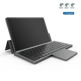 Claviers clavier Bluetooth pliable multidevice avec clavier sans fil de recharge portable TouchPad avec étui pliable pour la tablette iPad