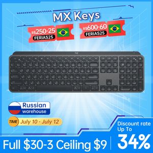 Claviers MX Keys Clavier sans fil Bluetooth Office 104 Key Charge Rétro-éclairé Ultra mince Muet Portable Business Pour PC Portable 230712