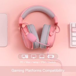 Keyboards N Pink Earpiece Rgb Bekabelde gamingheadset - 7.1 Surround Sound Mti-platforms Hoofdtelefoon USB-aangedreven voor pc/Ps4/Ns Drop Deliver Dhp39