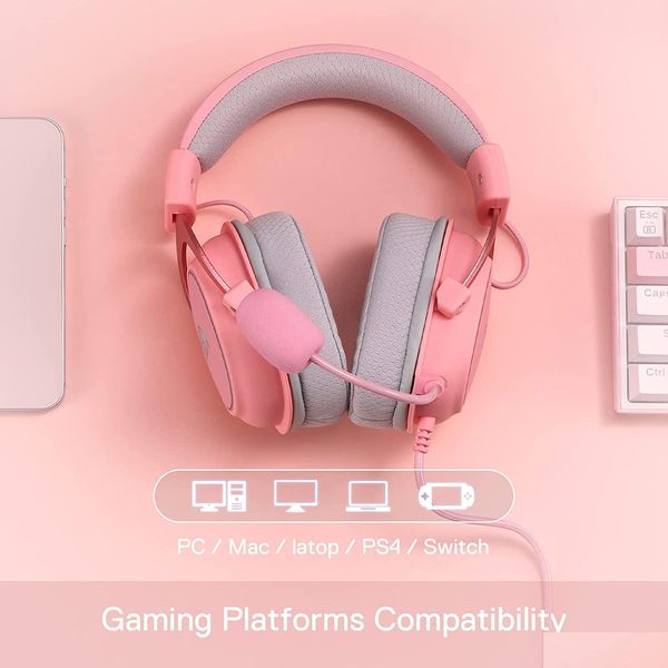 Keyboards N Pink Oreillette RVB Casque de jeu filaire - Son surround 7.1 Plateformes Mti Casque alimenté par USB pour PC / PS4 / NS Drop Deliver Dhhap