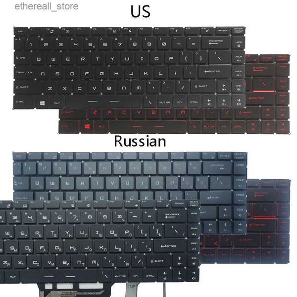 Teclados Nuevo teclado retroiluminado de EE. UU./ruso/español para MSI GS65 GS65VR MS-16Q1 GF63 8RC MS-16R1 MS-16R4 GF65 Thin 9SD 10SD MS-16W1 MS-16WK Q231121