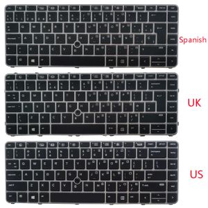 Toetsenborden Nieuwe achtergrondverlichting US/UK/Spaans toetsenbord voor HP Elitebook 840 G3 745 G3 745 G4 840 G4 848 G4 met muis wijzende stick