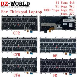 Teclados New/Orig Azwerty Silver Be CFR CFB FR CFA CANADIENSO BELGIO BELGIANO BELGIANTE PARA LENOVO THISHPAD X380 S1 YOGA 370 4TH G4 LAPTOP